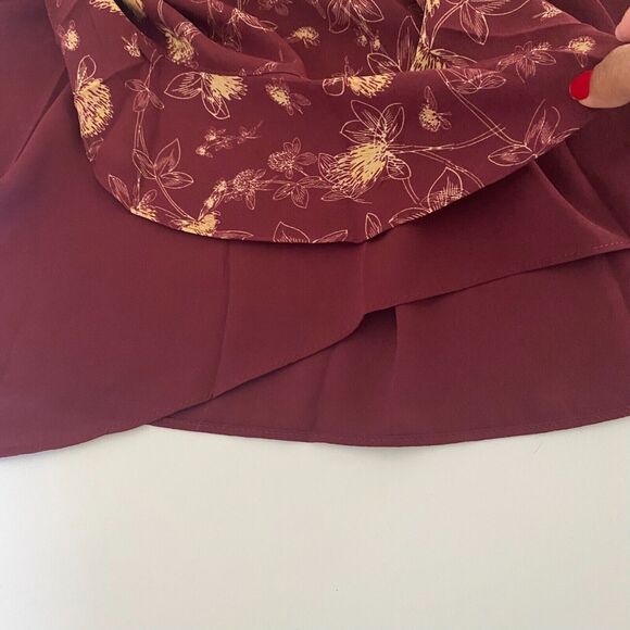 Max Studio Women's Wrap Knee Dress 3/4 Sleeve Floral Burgundy Size Small NWT - Picture 8 of 13